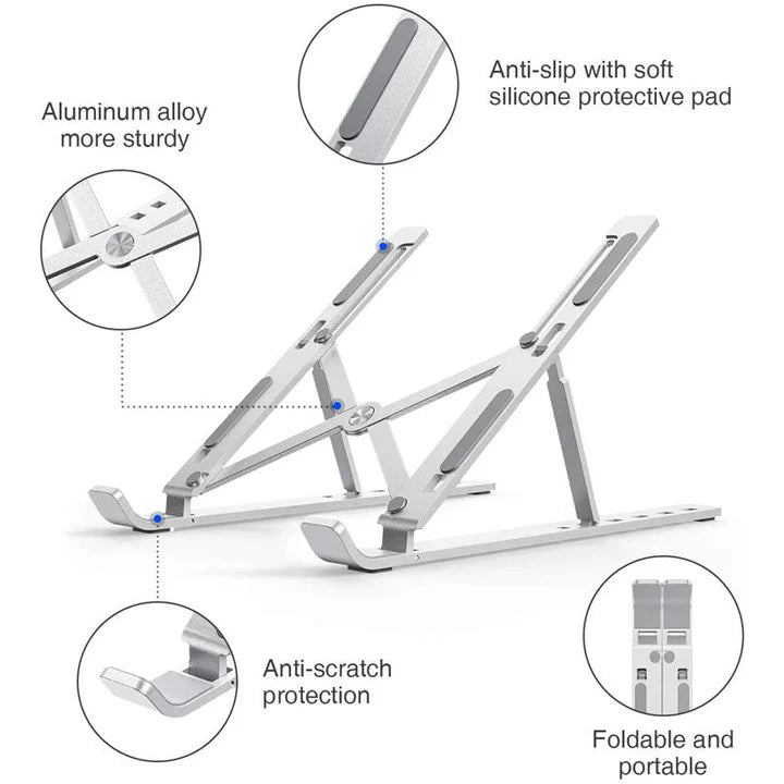 Metal Laptop Stand | Portable Aluminum Folding Adjustable Laptop Stand